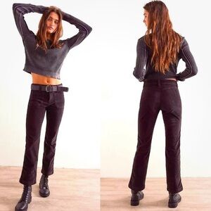 NWT Free People High Waisted Corduroy Kick Flare Pants Black Size 4/0 Women’s